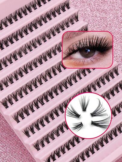 10-12mm Pestañas postizas naturales de visón 3D de múltiples capas, esponjosas y suaves, para fiestas, clubes, trabajo diario y reuniones, en racimos individuales de 60-200 pestañas, negras, largas y delgadas