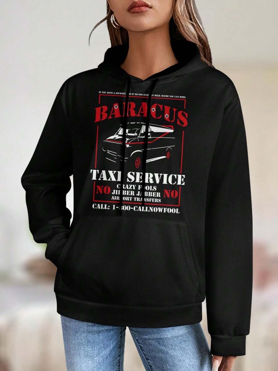 Women's B.A. Baracus Taxi Service Sweatshirt T-Shirt Stylish Comfortable Retro - Black - View 1