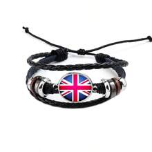 1 pieza Brazalete de cuerda de piel sintética (PU) con patrón de banderas de diferentes países - Pulsera - Ver 10