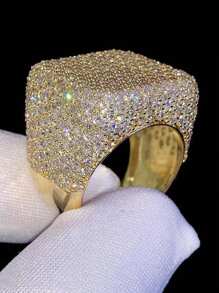 1pc Exquisite Cubic Zirconia Ring, Women's Wedding Engagement Party Jewelry Valentine's Day Gift - 1# - View 3