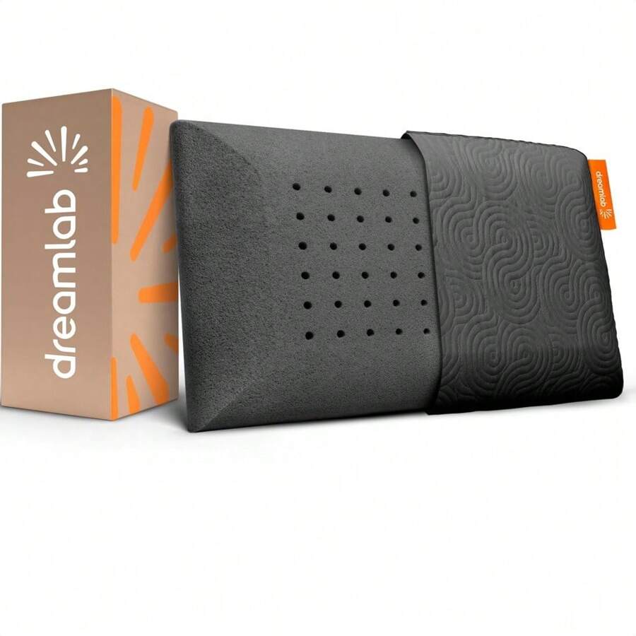 Dreamlab Almohada Graphite Pillow 2 Pack| Almohada de Memory Foam con Carbón | Hipoalergénica, Antibacterial, Soporte, Certificaciones | 2 Piezas Tamaño Estándar (60 cm x 40 cm x 11.5 cm) - Grafito - Ver 1