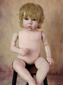 Realistic 70 CM Big Size Reborn Baby Doll With Hand-Painted Skin And Visible Veins, 28 Inch Alive Soft Vinyl Newborn Bebe Cute Play House Toy Birthday Gift (Some Parts Random, Including Pacifier, Bottle, Diaper And Clothes Set) - Đen và trắng - Xem 3