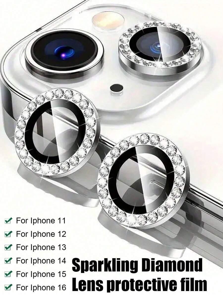 1 Set Silver Camera Lens Protector, Made Of Tempered Glass, Anti-Scratch, Anti-Drop, Ultra HD Lossless Photography, Realistic Color Reproduction, Compatible With IPhone 17 Pro Max/17 Pro/17 Air/17/16 Pro Max/16 Pro/16 Plus/16/15 Pro Max/15 Pro/15 Plus/15/14/13/12 And Other Models. - Silver - View 1