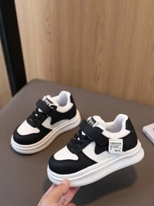 1 Pair Toddler Girls' Colorblock Outdoor Sports Shoes, Non-Slip Comfortable Casual Sneakers, Soft Bottom Tennis Shoes Suitable For Babies Outdoor/Travel/Walking - Black - View 2