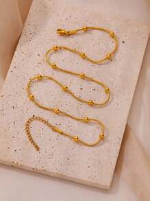 1 Pieza Collar pequeño de cuentas de moda para mujer, color dorado, cadena redonda de acero inoxidable tipo serpiente para clavícula, joya de regalo para el Día de San Valentín, mamá, madre, Día de la Madre