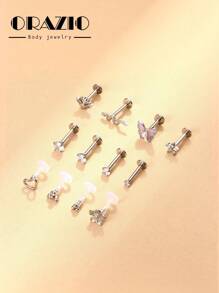 ORAZIO ORAZIO 1-8 Piezas Pendientes Helix de 16G para Mujeres, Aros para el Labio sin Rosca de Inserción, Aros para Tragus, Medusa, Concha, Monroe, Piercing y Joyería
