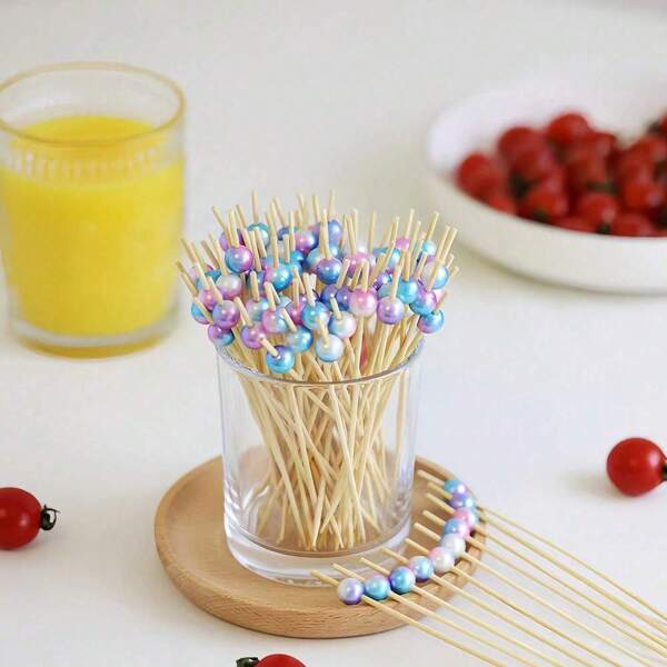 200/100/50/20/10 pièces/set Piques à nourriture dégradés bleu et rouge de 4,7 pouces, brochettes à fruits, piques à sandwich, bâtonnets pour fête, anniversaire, décoration de mariage, apéritif, cupcake, burger, collations de barbecue