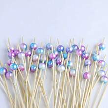 200/100/50/20/10pcs/Set Blue & Red Ombre 4.7 Inch Food Picks, Fruit Skewers, Sandwich Picks, Sticks For Party, Birthday, Wedding Decoration, Appetizer, Cupcake, Burger, BBQ Snacks - Blue and Red Gradient - View 3