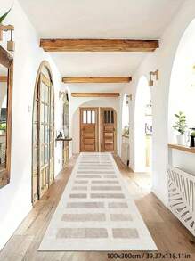 1 块现代横条纹地毯，现代简约设计，长走廊地毯，家居装饰，防污，舒适，防尘，易于清洁 - 彩色 - 查看 4