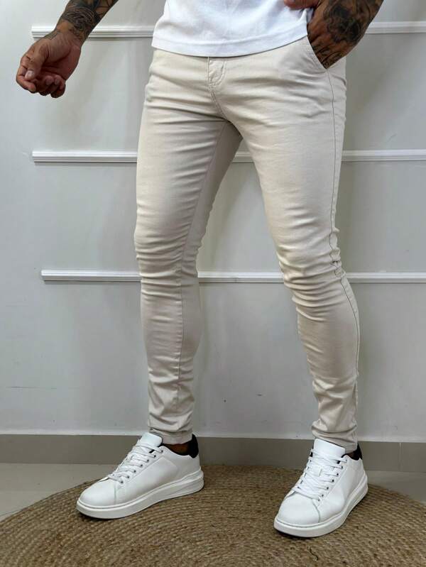 CALÇA bege alfaiataria masculina acetinado
