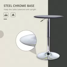 HOMCOM Adjustable Round Bistro Bar Table With PVC Leather Top Steel Base Home Kitchen Dining Desk  Black - Black - View 6