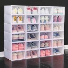 12x White Plastic Shoe Storage Boxes Drawer Stackable Foldable Durable Organiser - 白色 - 查看 5
