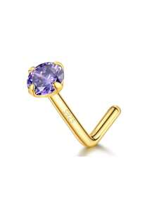 BALMORA 1 件纯银 S925 银精致优雅简约迷你彩色单圆锆石金鼻环女士聚会日常佩戴朋友珠宝礼物 - 金色 - 查看 7