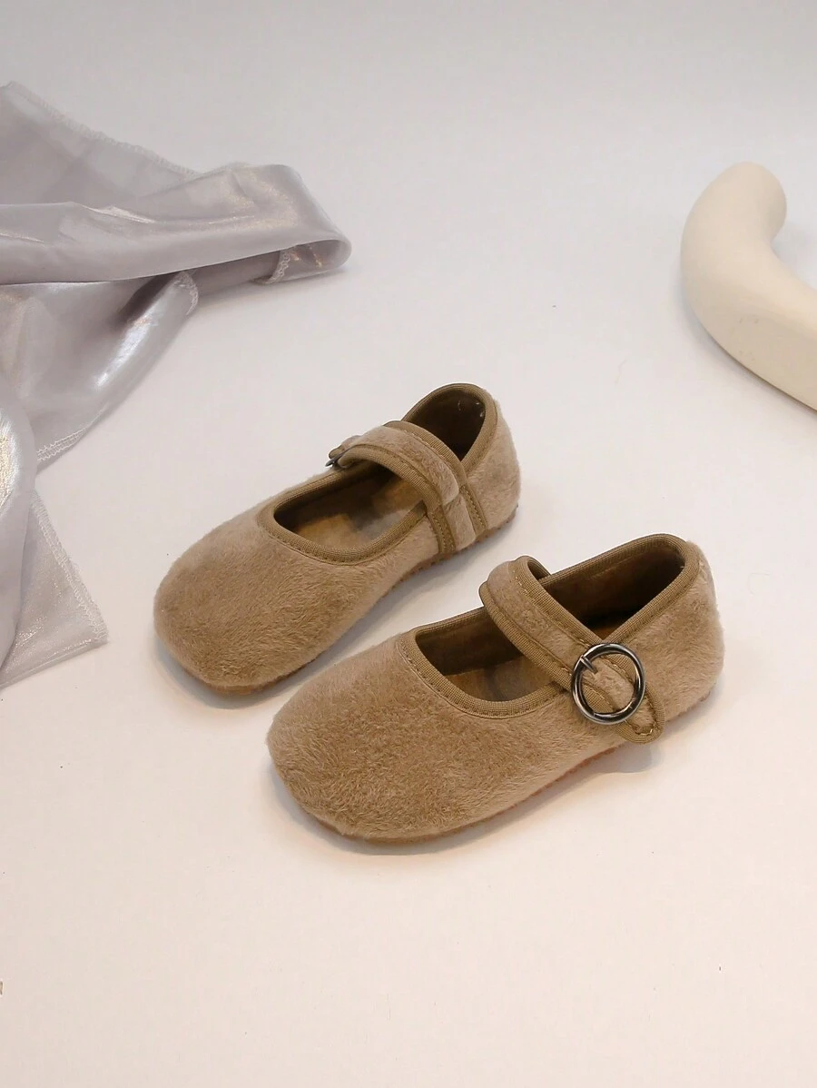 Giày nhung cho trẻ em, giày bệt thời trang 2 kiểu, dép đi trong nhà ấm áp mềm mại cho bé vào mùa thu đông - Xám - Xem 1