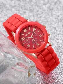 14 件套女士简约风格硅胶石英腕表，带糖果色数字表盘，不含表盒 - 彩色 - 查看 10