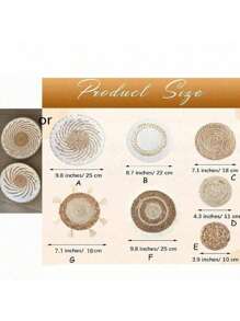 波西米亚风壁篮装饰悬挂式乡村藤条柳条壁篮适用于农舍客厅卧室厨房装饰（以实物为准），家居装饰，房间装饰，墙壁装饰 - 彩色 - 查看 6