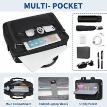 NEWHEY 男士15.6/17.3英寸笔记本电脑包，防水公文包/单肩斜挎包，带笔记本电脑保护套，适合旅行/商务出行 - 彩色 - 查看 5