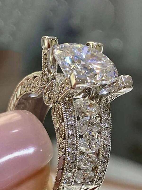 1 PC Charm 925 Sterling Silver Cubic Zirconia Rings Wedding Jewelry For Women Fine Jewelry