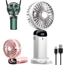 Portable Handheld Mini Fan, 1200mAh Battery Operated Fan With LED Display, Handheld/Neck/Desk 3 In 1 Personal Small Fan, 90° Foldable Desk Fan With Base, 5 Speed Lash Fan Makeup Fan For Women