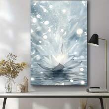 1pc Serene Fairy Rising From For Lotus Blossom Framed Canvas Wall Art - Ethereal High-Definition Print With Wood Frame, Ideal For Bedroom, Living Room, Office Decor