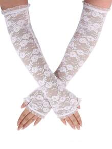 1 Pair Floral Print Arm Sleeves For Women, Fingerless Sun Protection Arm Covers For Travel, Beach, Cute Minimal Design - Multicolor - View 5