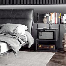 HOMCOM Side Table Square Coffee Table Modern End Table With 2 Tier Storage Shelves For Living Room, Bedroom, Black - Black - View 7