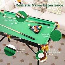 4FT Folding Billiards Table Portable Pool Game Table Set With 2 Cues 16 Balls - Green - View 3