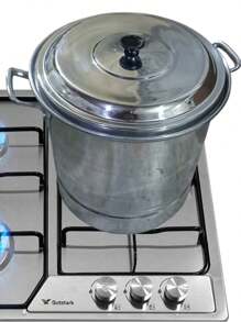 vaporera de aluminio grande de 15 litros, de 28cm de diámetro, incluye tapa y vaporizador - Gris Oscuro - Ver 3