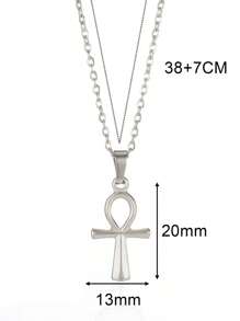 1Pc Ancient Egyptian Cross Pendant Necklace 18K Gold Plated Stainless Steel Adjustable Chain Necklace Eternal Jewelry Fashion Accessories