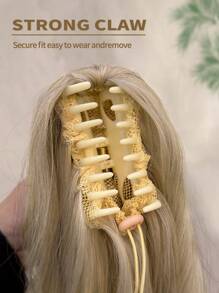 22-24 Inch Golden Long Wavy Synthetic Ponytail Hair Extension, Heat Resistant Fiber, Claw Clip Design, Suitable For Women And Girls Daily Use - Multicolor - View 9