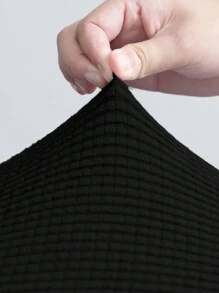 1 Set Solid Color Jacquard Corn Grain Toilet Seat Cover And Toilet Tank Cover, Stretch Toilet Seat Cover Set For Bathroom, Suitable For Small Size Toilet Tank And Lid, Home Decor - Black - View 5