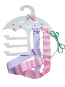 Porta laços de bebê, Organizador de faixinhas, Laços e Tiaras  Cabide personalizado chuva de amor em MDF.