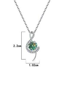 BLOVEMEE 1pc Elegant 925 Silver 1 Carat Moissanite Necklace, Suitable For Women's Daily Wear, Ideal Gift For Valentine's Day, Mother's Day, Party, Wedding, Anniversary, Birthday
