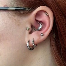 SENLANSP 1-3 pièces Anneau de septum, anneau de nez, anneau de lèvre, spirale d'hélix d'oreille, bijoux de piercing corporel de style européen en acier inoxydable 8/10mm avec design de lune et d'homme âgé, convient comme cadeau de vacances - boucles d'oreilles - Voir 6