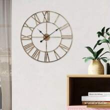 60CM Large Skeleton Metal Roman Wall Clock Big Numerals Giant Open Round Face - Variant1 - View 2