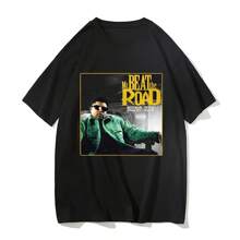 Bosan Dlow Pattern Printed T-Shirt Hip HopShort Sved Men Women Tee-Shirt New Fashionable Cotton Tshirt Fan Creat Gifts - 黑色 - 查看 1