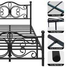 Metal Platform Bed Frame, Classic Style Headboard And Footboard/Under Bed Storage/Mattress Foundation/No Box Spring Required/Easy Assembly - 黑色 - 查看 4