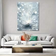 1pc Serene Fairy Rising From For Lotus Blossom Framed Canvas Wall Art - Ethereal High-Definition Print With Wood Frame, Ideal For Bedroom, Living Room, Office Decor
