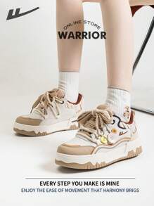 女士板鞋春夏轻便舒适透气朴素风格休闲时尚运动鞋全年适用耐磨全天穿着训练运动鞋跑步鞋 - 米/卡其 - 查看 5