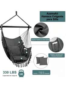 Portable Swing Chair Hammock With Suspension Mechanism - Black - View 4