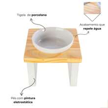 Elevated Feeder For Mini And Small Dogs And Cats With Porcelain Bowls - trắng - Xem 2