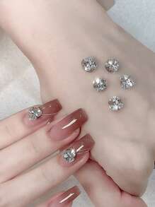 5件高品质美甲花子。手工成品,带水钻,热门网红,超闪水晶钻球,美甲装饰,美甲用品,美甲饰品,美甲宝石 - 銀色 - 查看 3