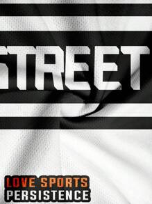 Men's Minimalist Letter Print Short Sleeve T-Shirt And Shorts 2pcs Sports Suit Set