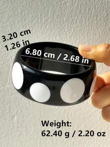 1件加厚超大树脂手链，优雅撞色波点设计，适合杂志拍摄配饰 - 彩色 - 查看 9