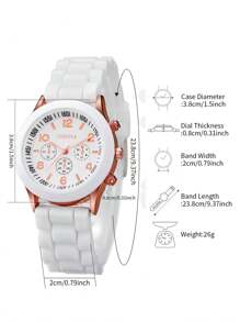 14 件套女士简约风格硅胶石英腕表，带糖果色数字表盘，不含表盒 - 彩色 - 查看 7