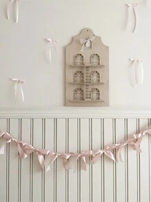 蝴蝶结丝带花环旗帜，蝴蝶结手工悬挂花环，甜蜜房间壁挂横幅，适用于生日房间少女心装饰婚礼派对装饰