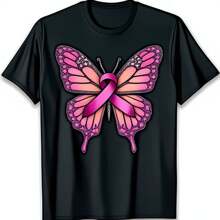 T-Shirt With Pink Butterfly And Ribbon Design