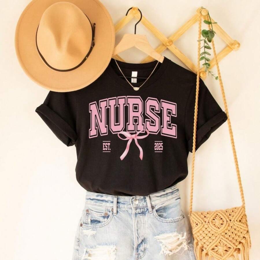 New Nurse Shirt, Nurse 2024 2025 Shirt, RN Graduation Gifts, RN Shirt, New Nurse Gifts, Nurse Graduation Gifts, Registered Nurse, Nurse Est - Black - View 1
