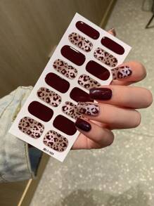 1pc Leopard Print Full Cover Nail Sticker, Waterproof Removable Nail Art Sticker, Women Nail Decals For Holiday, Party, Birthday Gift