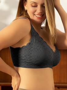 Kích thước lớn Liền mạch Không dây Ngủ Và Bras thể thao Đối với phụ nữ , Gầy , Thoải mái , , Áo ngực đẩy Đến trình diễn Nhỏ bé Ngực - màu đen - Xem 3